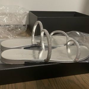 Giuseppe Zanotti double-strap crystal flat sandals